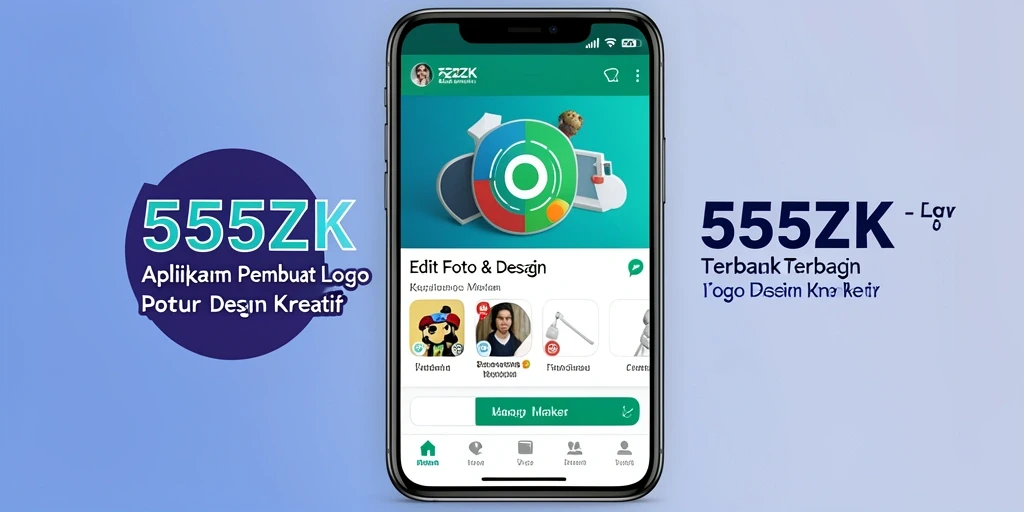 Tampilan antarmuka pengguna aplikasi 555ZK untuk pembuatan logo.