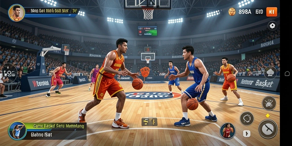 Tampilan antarmuka game Basket yang memukau dan interaktif.
