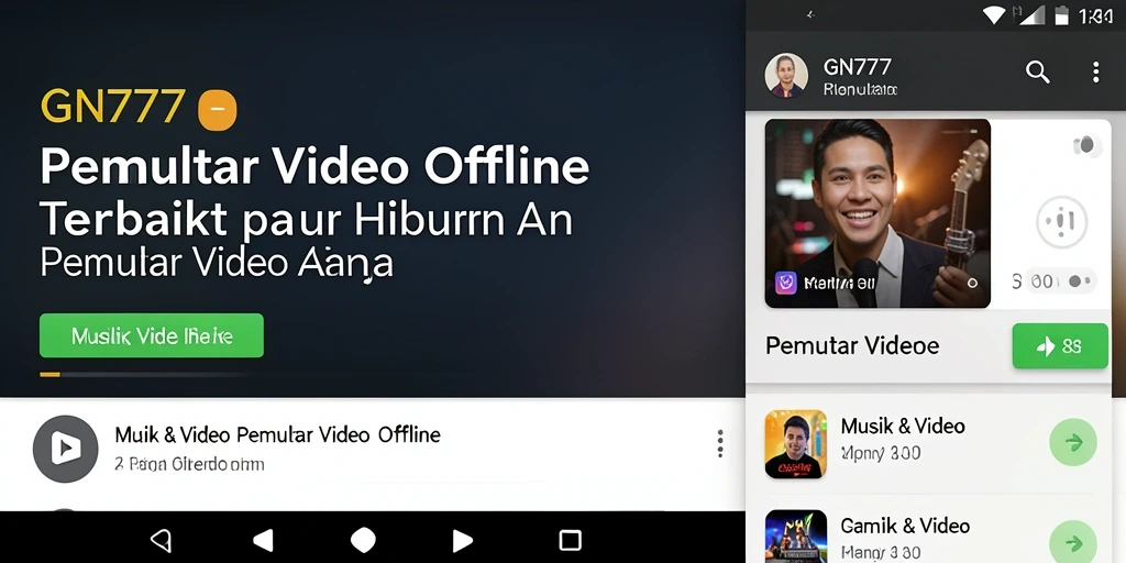 Antarmuka GN777 yang sederhana dan fungsional untuk Pemutar Video Offline.